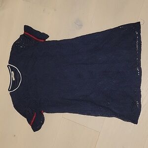 Preppy Navy Lace Shift Mini Dress
